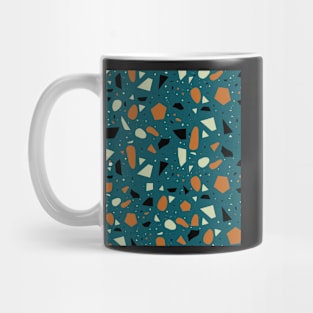 Seamless Dark Blue and Orange Terrazzo Pattern Mug